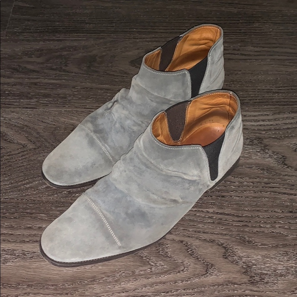 John Varvatos grey suede boots